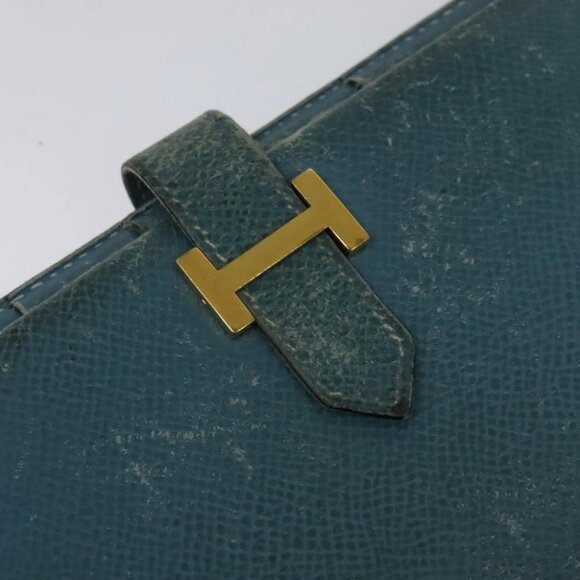 HERMES Bean Long Wallet Leather Blue - Picture 12 of 15